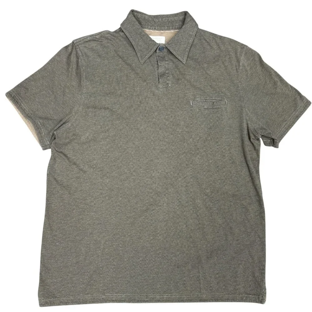 Men's BANANA REPUBLIC Fitten Pima Polo Shirt‎ Heather Brown- Size XL
